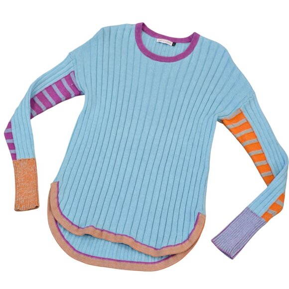 Zaket & Plover Womens XS Ribbed Colorblock ribbed Sweater Cashmere/Cotton Blend - Picture 2 of 5